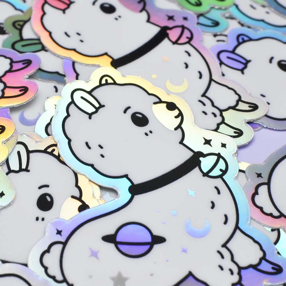 Galaxy Alpaca Holograph Vinyl Sticker