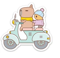 Bubu And Moonch Riding Scotter Sticker