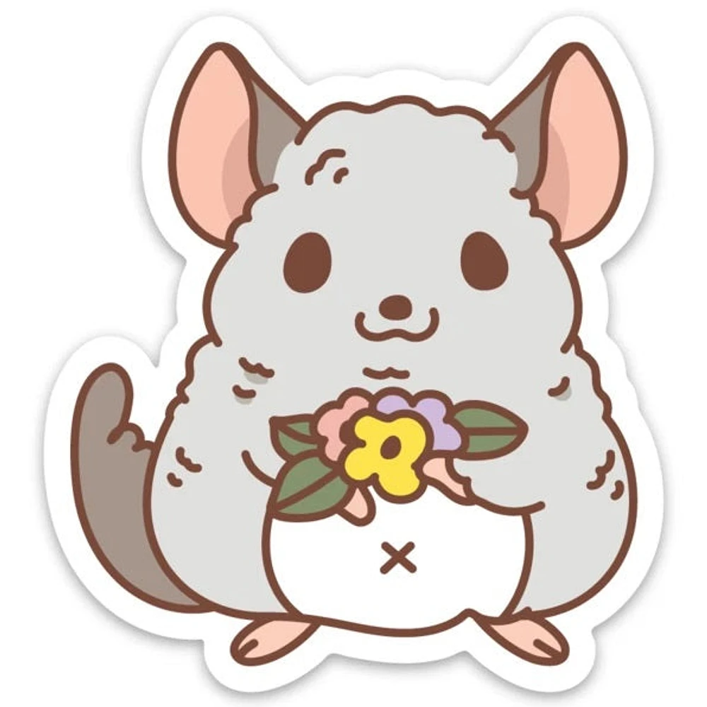 Chinchilla And Flowers Vinyl Sticker