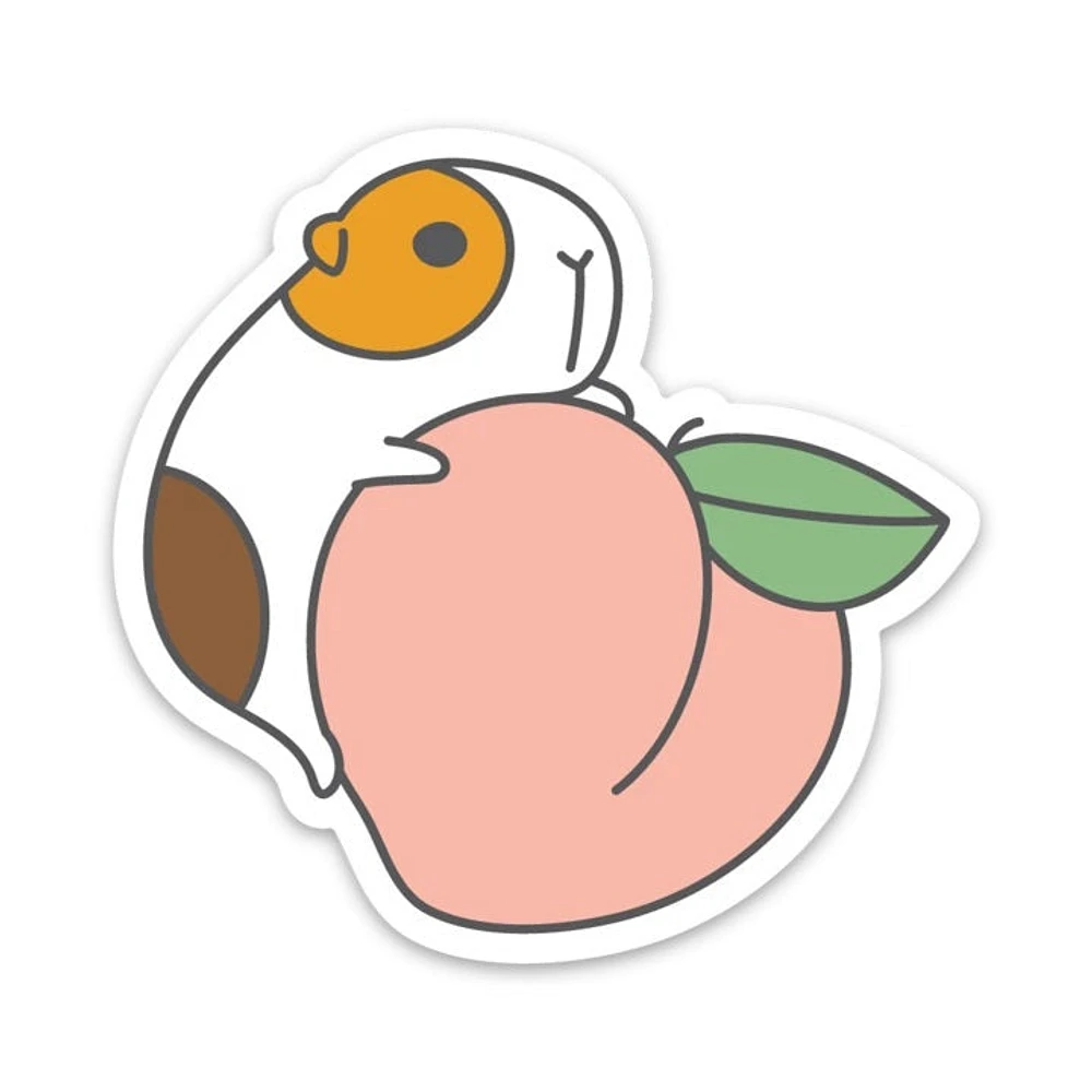 Guinea Pig And Peach Vinyl Sticker