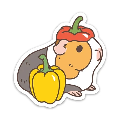 Guinea Pig And Bell Pepper Vinyl Sticker