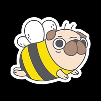 Pug Bee Vinyl Sticker