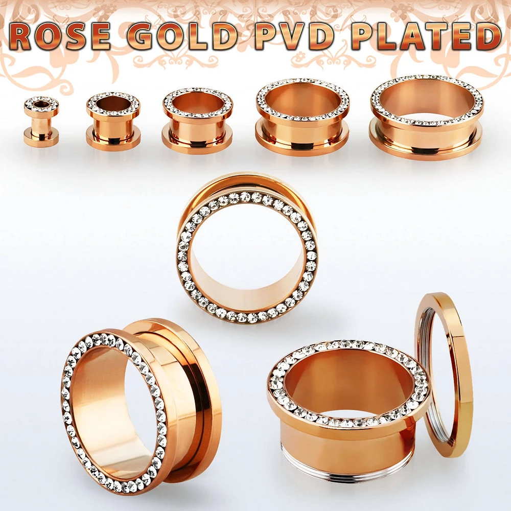 PVD Rose Gold With Clear Jewels 14g - 2g