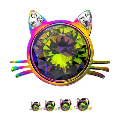 RAINBOW CAT EAR MACHINE HEAD 14G - 2G