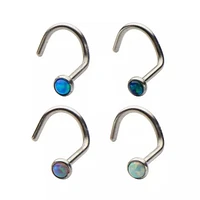 20g Surgical Steel 2mm Opal Bezel