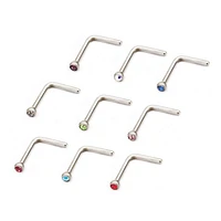 18g Bezel Set 1.5mm Gem Nose L-Shape