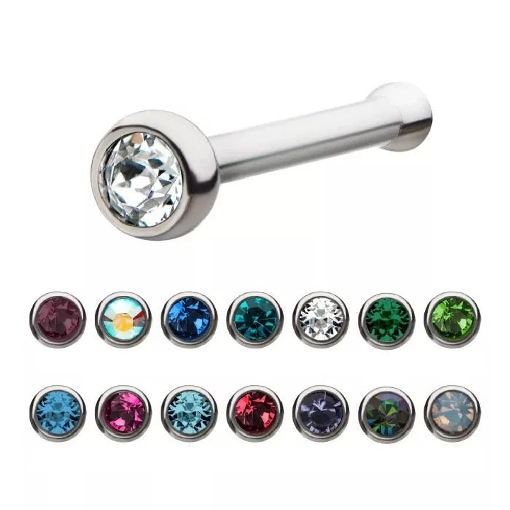 19g 2mm Bezel Set Gem Nose Bone