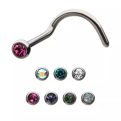 20g Bezel Set 2mm Gem Nose Screw