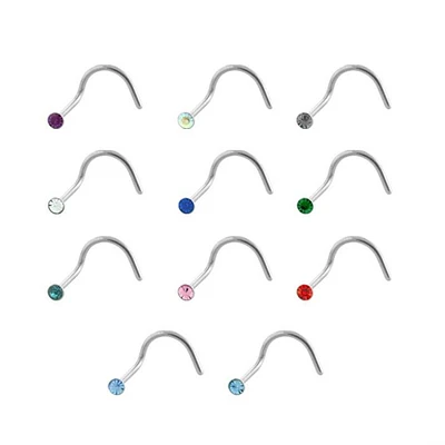 22g Bezel Set 2mm Colour Gem Nose Screw.