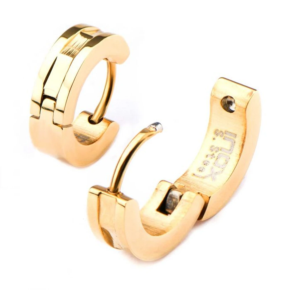 Gold Steel IP Huggie Earrings