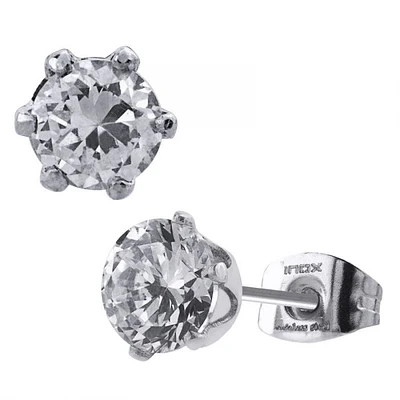 Stainless Steel With Clear 5mm CZ Stud Earrings