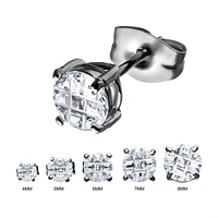 STEEL STUD W/ 5MM GRID SQUARE CZ