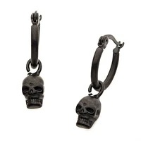 Matte Black Skull Dangle Huggie