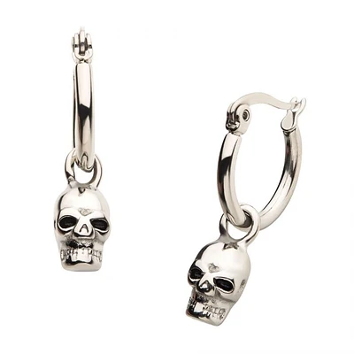 SS Skull Dangle Huggie Earrings