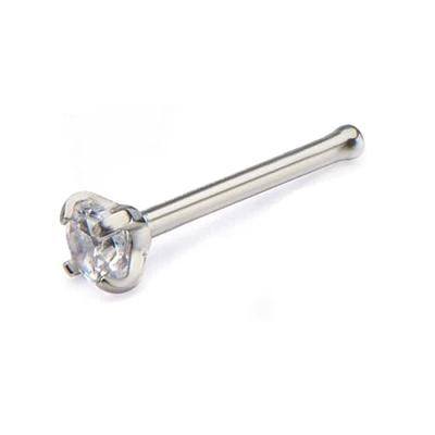 20g Prong Set 2.5mm Clear Gem Nose Bone