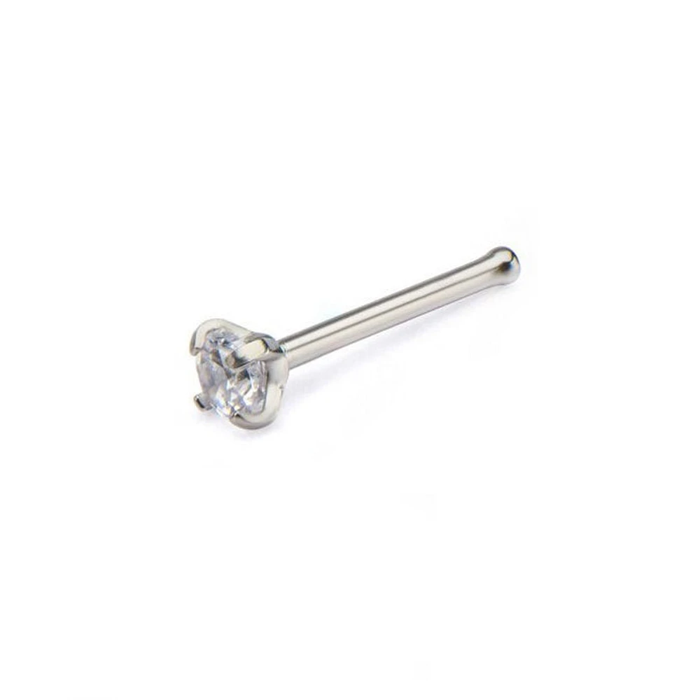 20g Prong Set 2mm Clear Gem Nose Bone