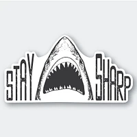 Stay Sharp Shark Sticker 3.76" X 2"