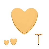 24KT Gold PVD Titanium Threadless with Heart Top