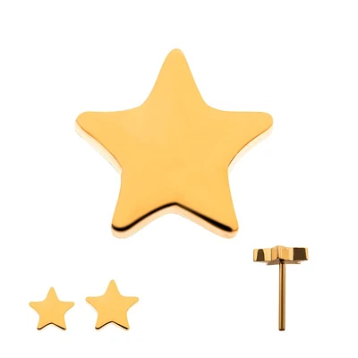 24KT Gold PVD Titanium Threadless with Star Top