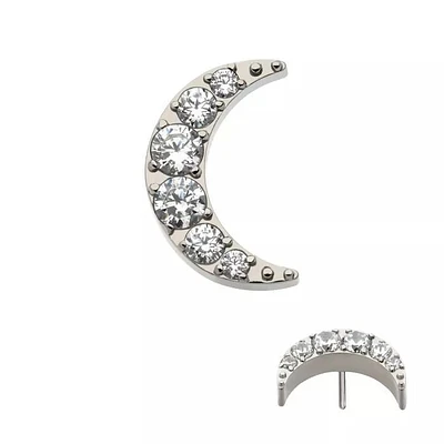 Crescent Moon Pave Set CZ Threadless Top