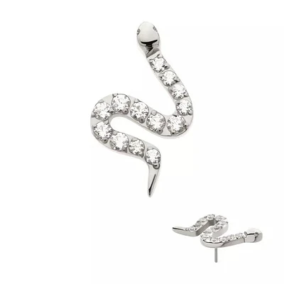 Titanium Threadless Pave Set 13 Clear CZ Snake Top