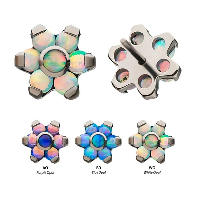 Threadless Titanium Opal Flower Top