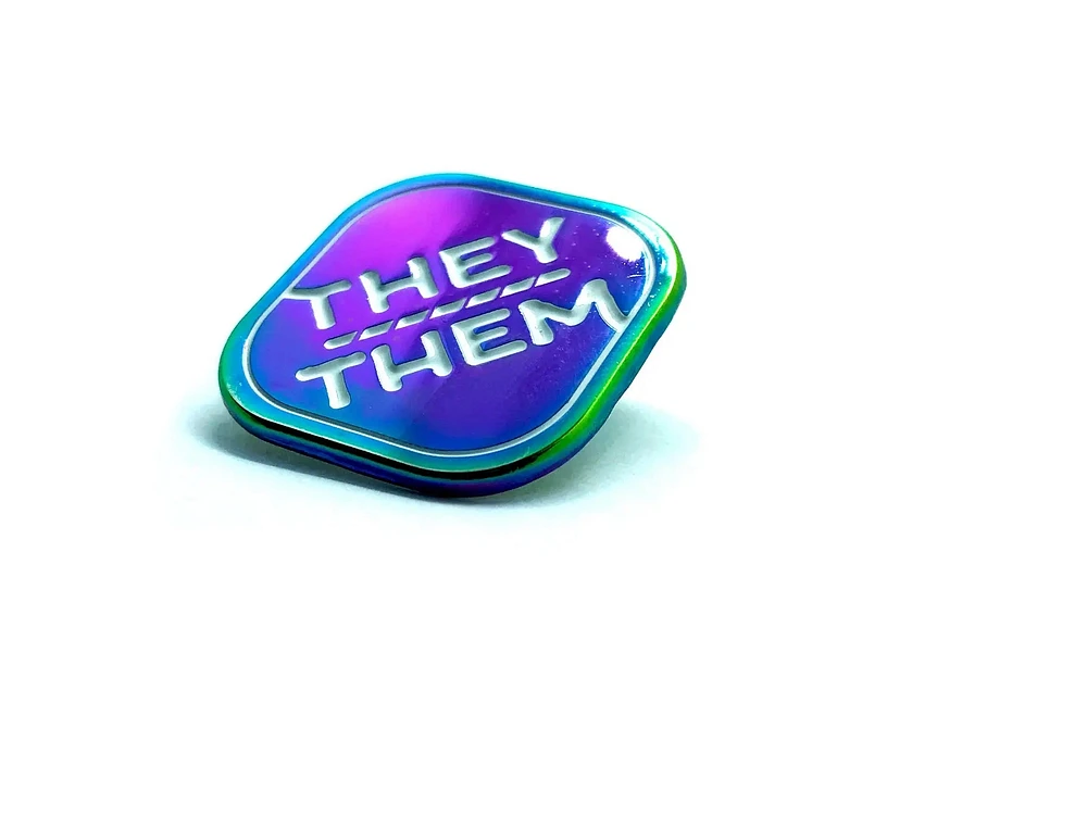 They/Them Rainbow Metel Pronoun Pin