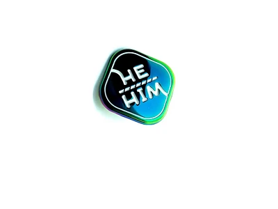 He/Him Rainbow Metal Pronoun Pin