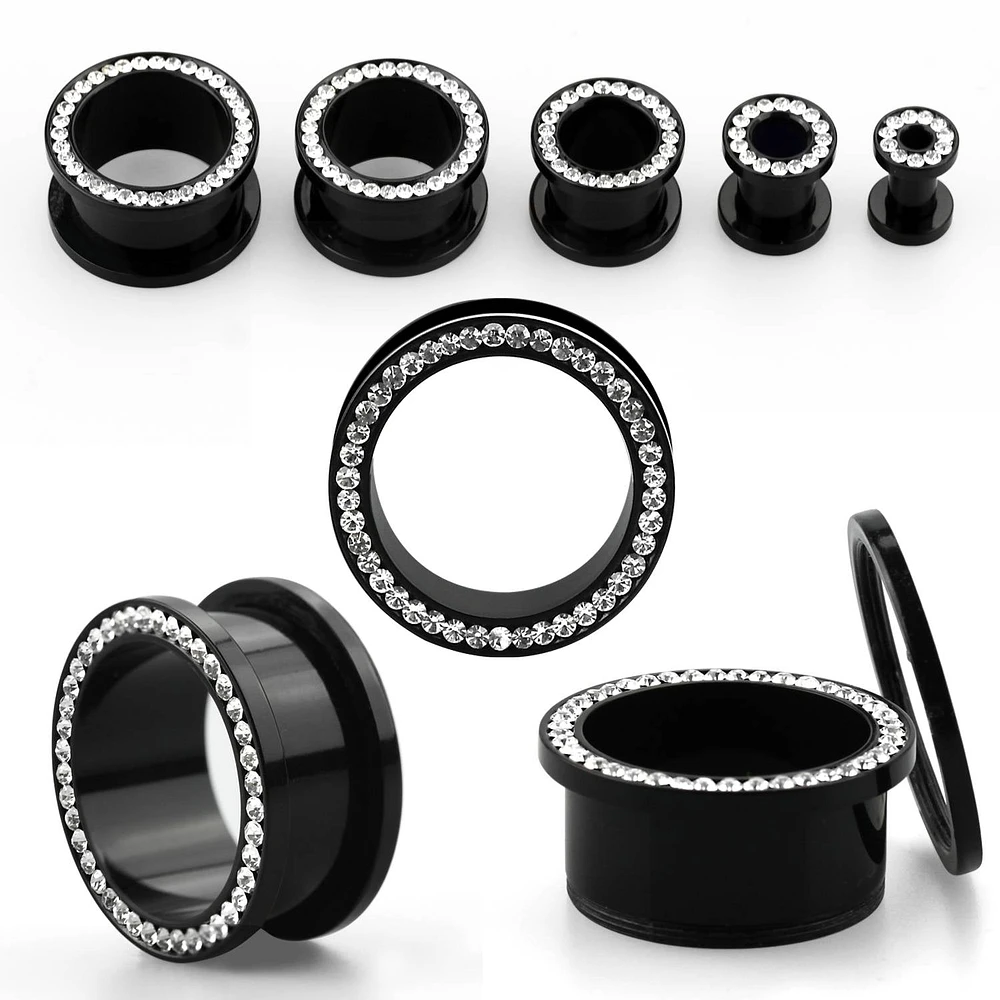 Clear Jewelled Black 0g - 7/8"