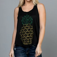 PINAPPLE WITH CAT BLACK TANK 2020