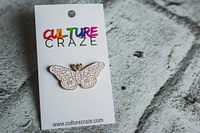 PIN MARIPOSA BLANCO Y ORO