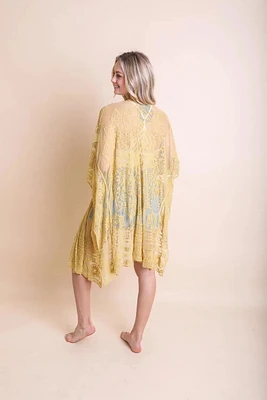 FLORAL EMBROIDERED MESH ROBE