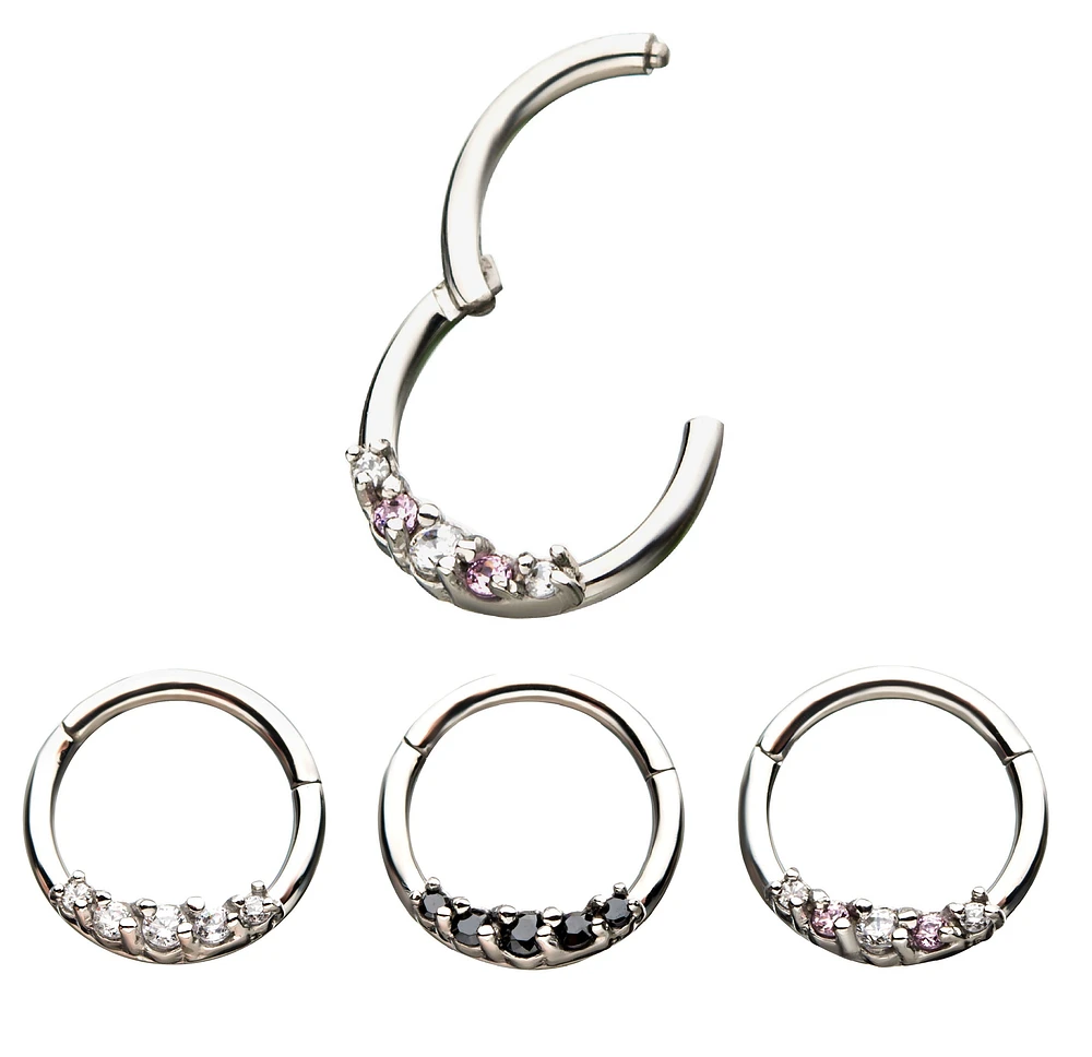 16g Hinged Hoop With 5 Gems