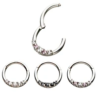 16g Hinged Hoop With 5 Gems