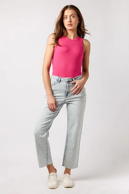 YMI Acid Wash Cropped Straight-Leg Jean