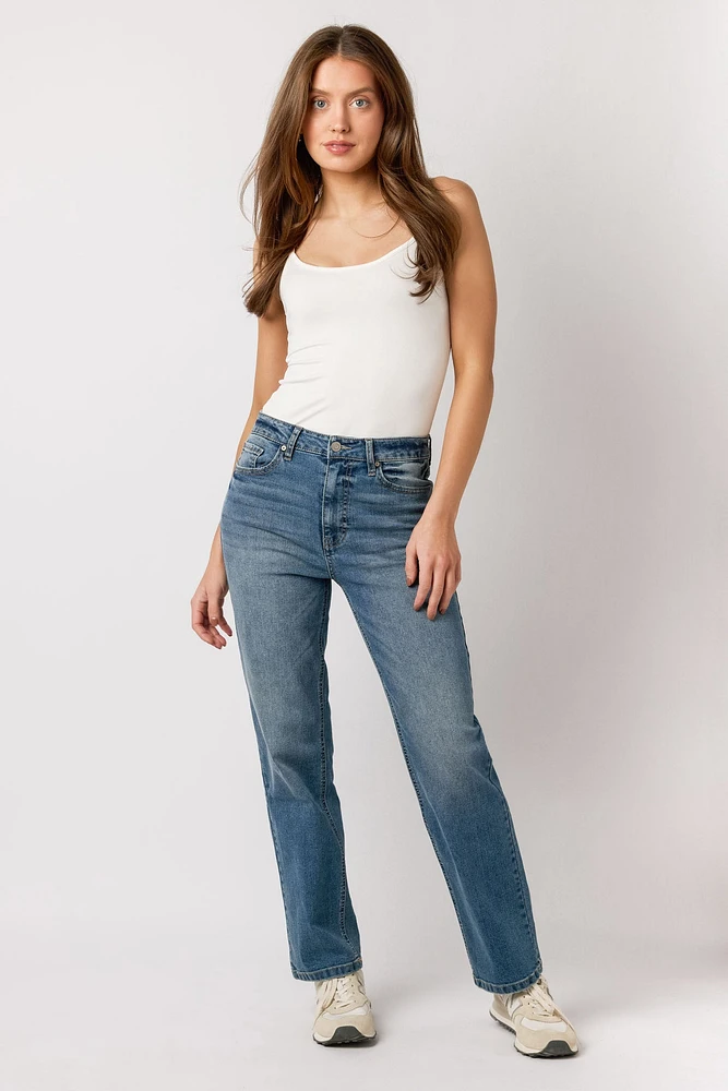 Celebrity Pink Dark Wash High-Rise Straight Leg Jeans