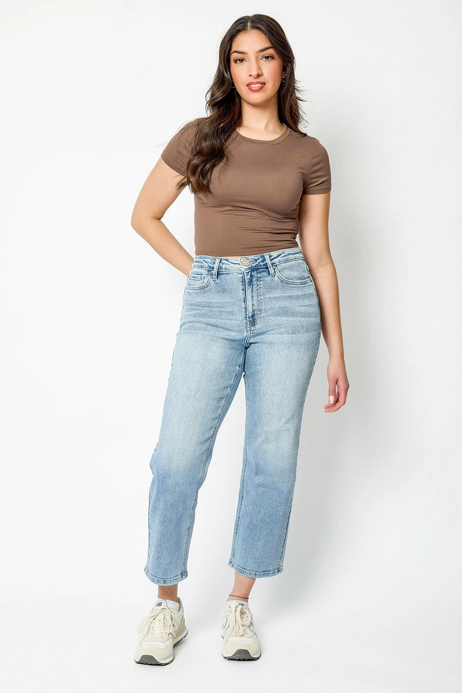 YMI Mid-Wash High-Rise Cropped Jean