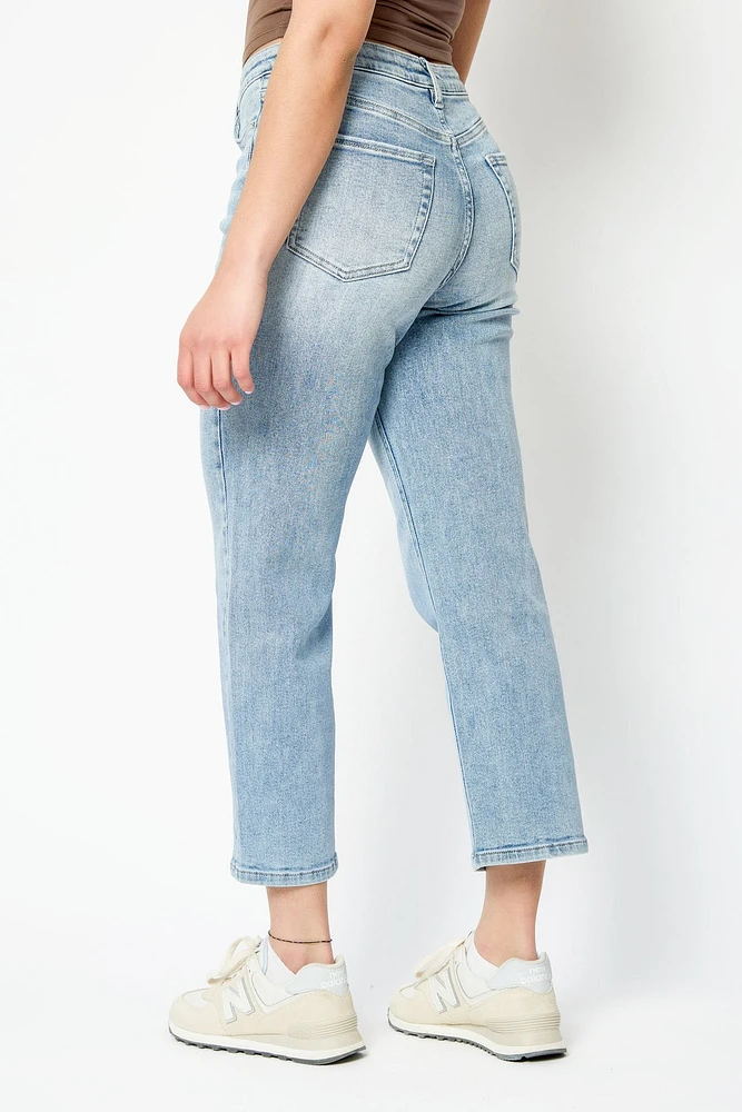 YMI Mid-Wash High-Rise Cropped Jean