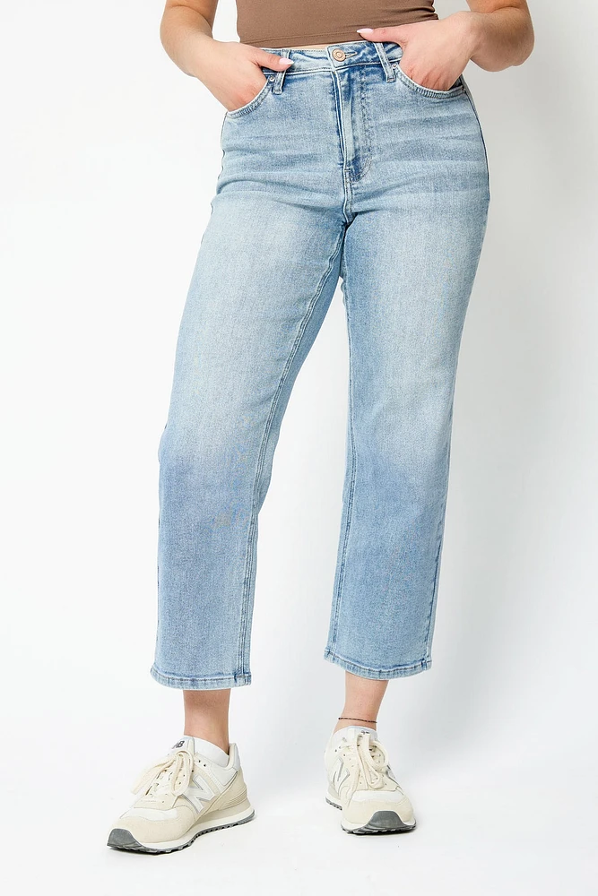 YMI Mid-Wash High-Rise Cropped Jean