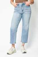 YMI Mid-Wash High-Rise Cropped Jean