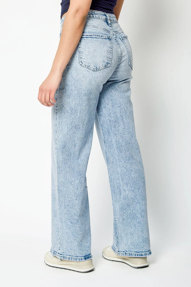 YMI Acid Wash High-Rise Wide-Leg Jean