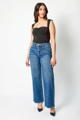 YMI Dark Wash High-Rise Wide-Leg Jean