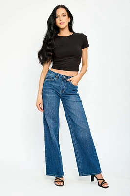 YMI Dark Wash High-Rise Wide-Leg Jean