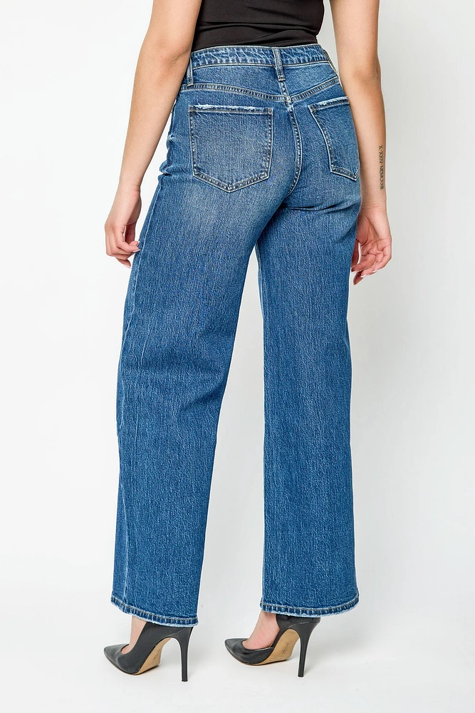 YMI Dark Wash High-Rise Wide-Leg Jean