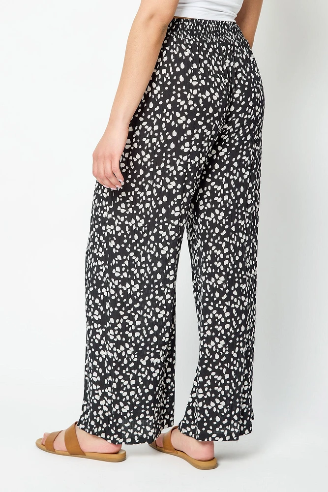 Tie-Belt Polka Dot Palazzo Pant