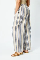 Tie-Belt Striped Palazzo Pant