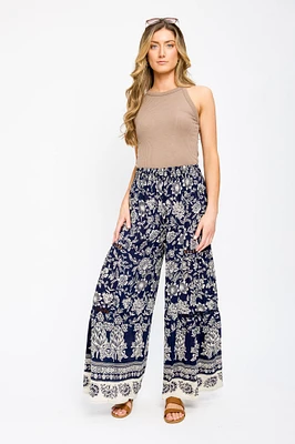 Crochet Floral Wide-Leg Pant