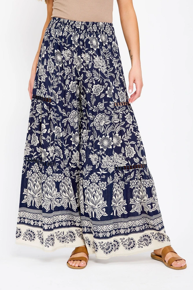 Crochet Floral Wide-Leg Pant