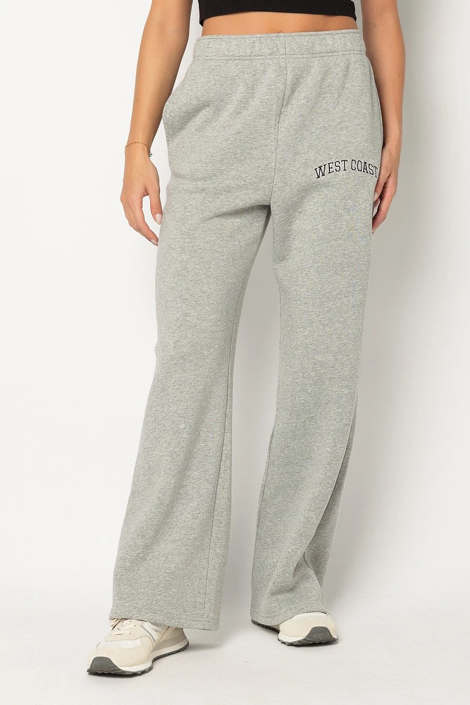 "West Coast" Embroidered Wide Leg Sweatpant