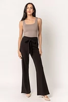 Scuba Crepe Pant with Tie-Belt